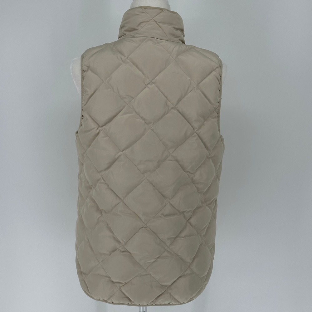 Woolrich Quilted Vest Beige Puffer Stand‎ Collar Zip Front Pockets Women M - Picture 4 of 8